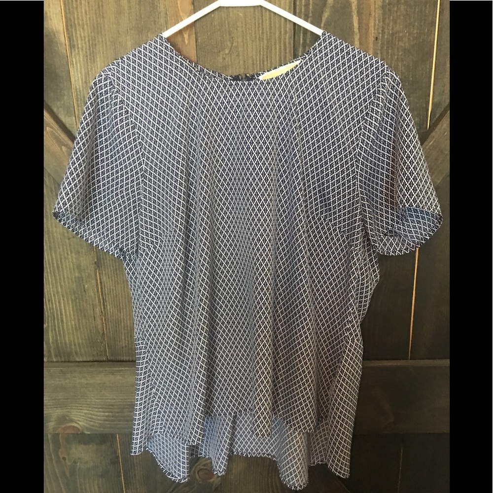 Blue and white blouse